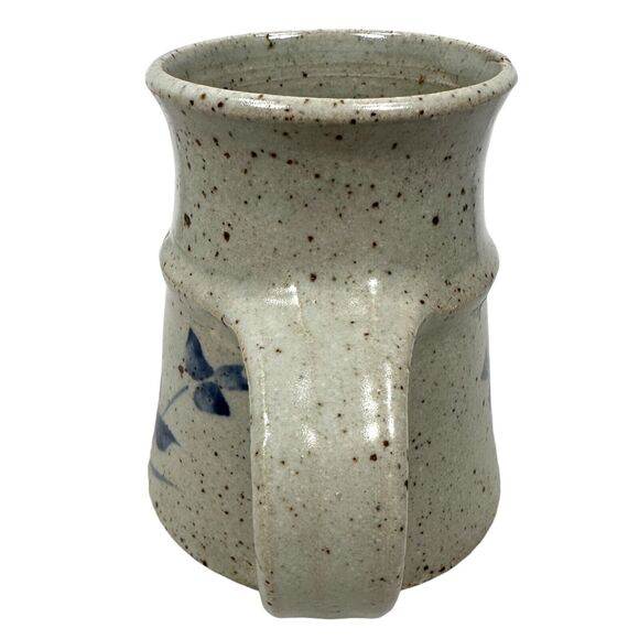 Carole Beal Art Pottery Mug 4" Speckled Gray Duck & Flowers Decorative Round - Picture 3 of 8